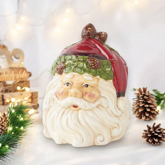 Santa Face Ceramic Cookie Jar - 8-in - Mellow Monkey