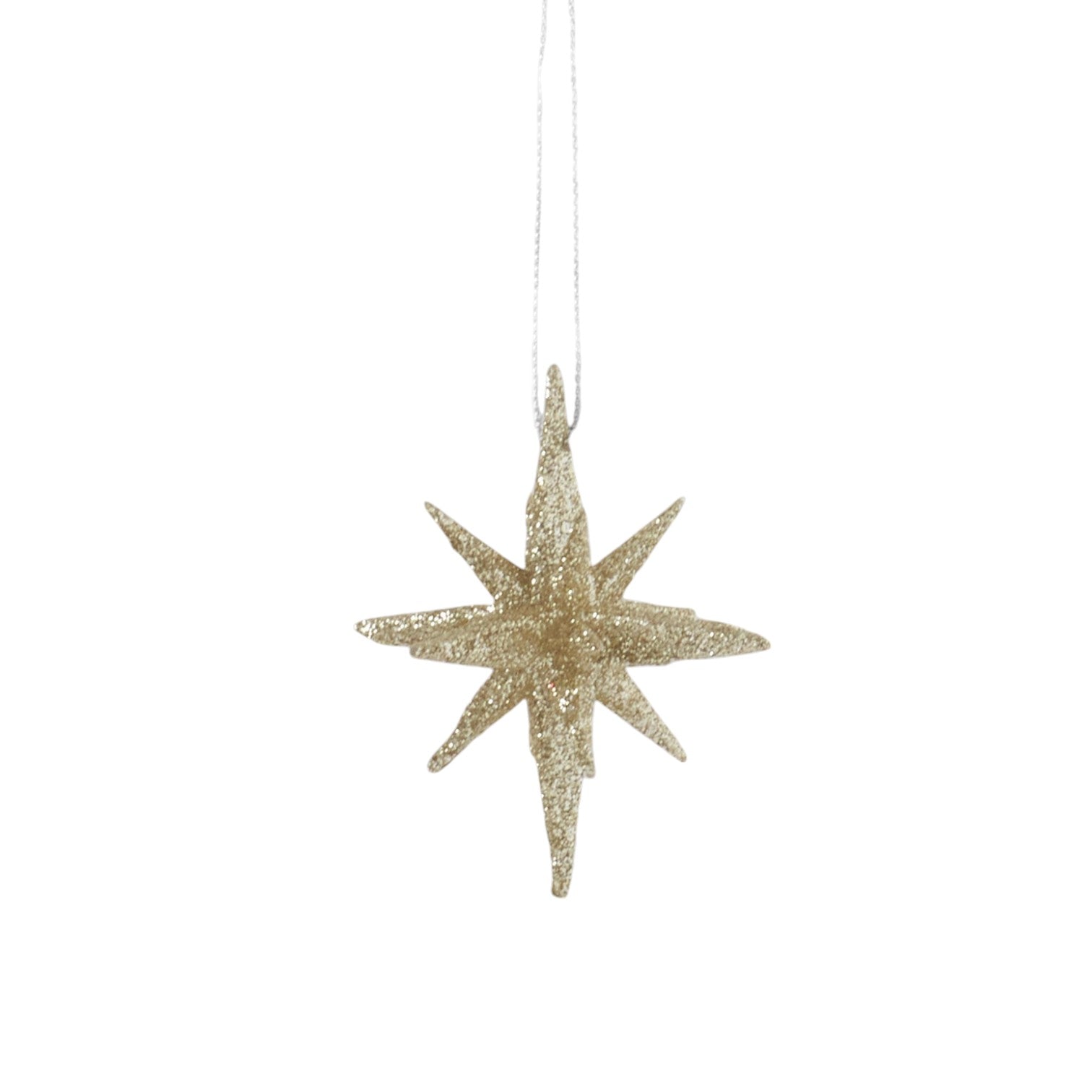 9 Point Champagne Glitter Star Ornament - 2-1/2-in - Mellow Monkey