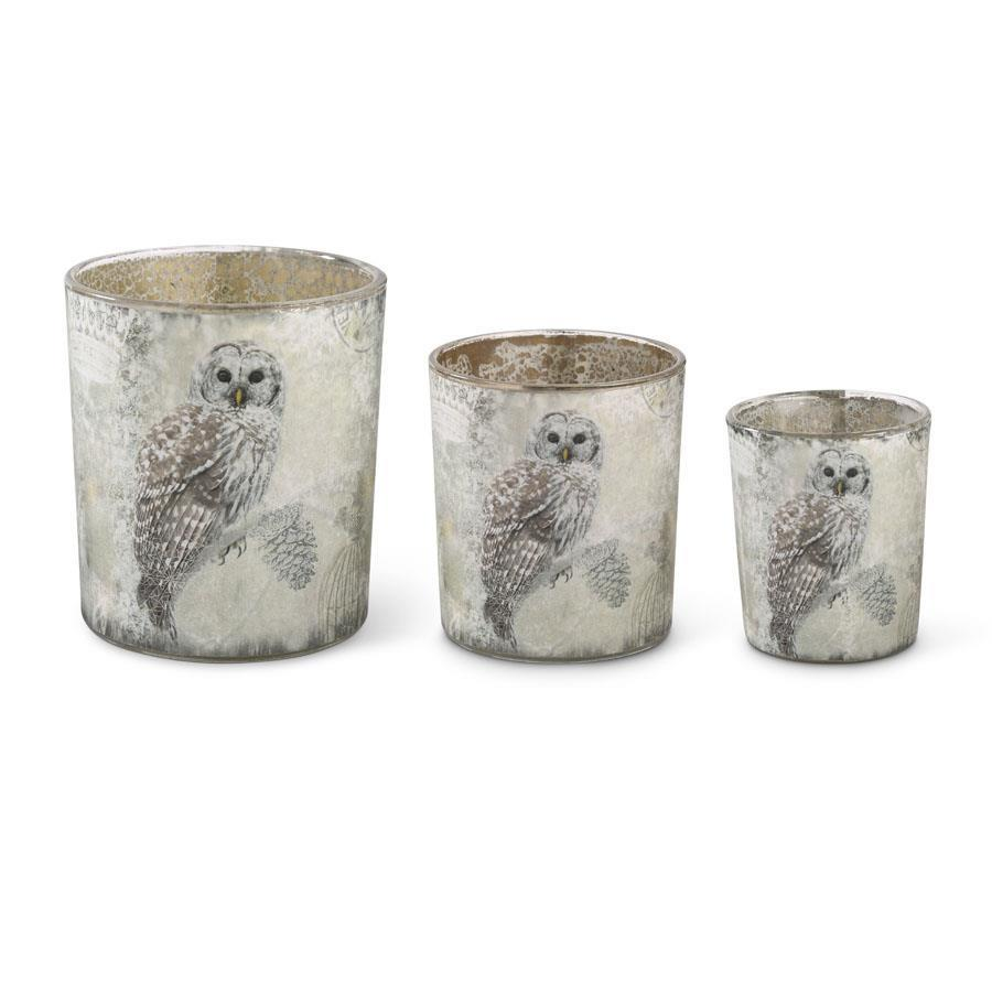 Glass Snowy Owl Votive Holder - Mellow Monkey