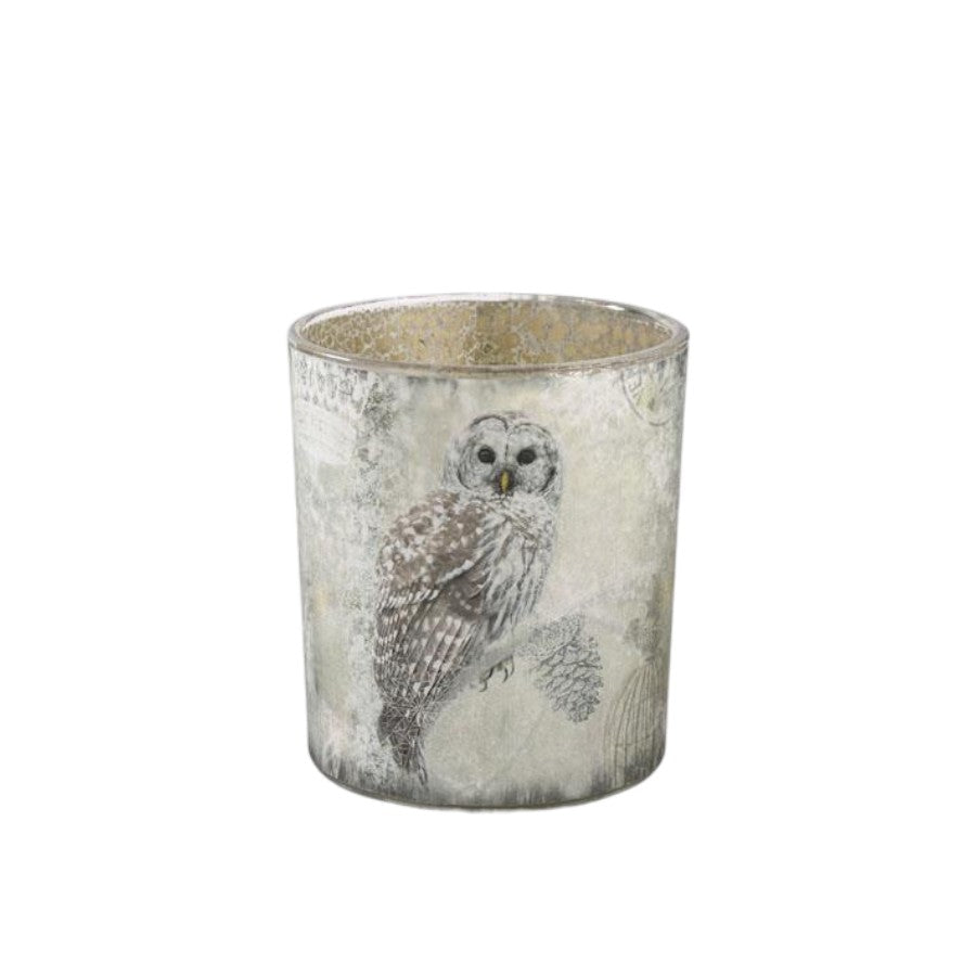 Glass Snowy Owl Votive Holder - Mellow Monkey