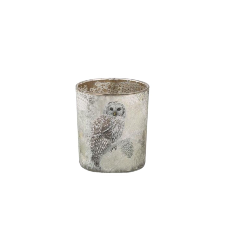 Glass Snowy Owl Votive Holder - Mellow Monkey