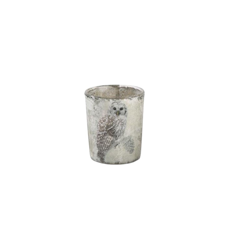 Glass Snowy Owl Votive Holder - Mellow Monkey