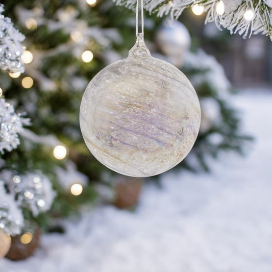 Silver Mercury Swirl Round Glass Ornament - Mellow Monkey