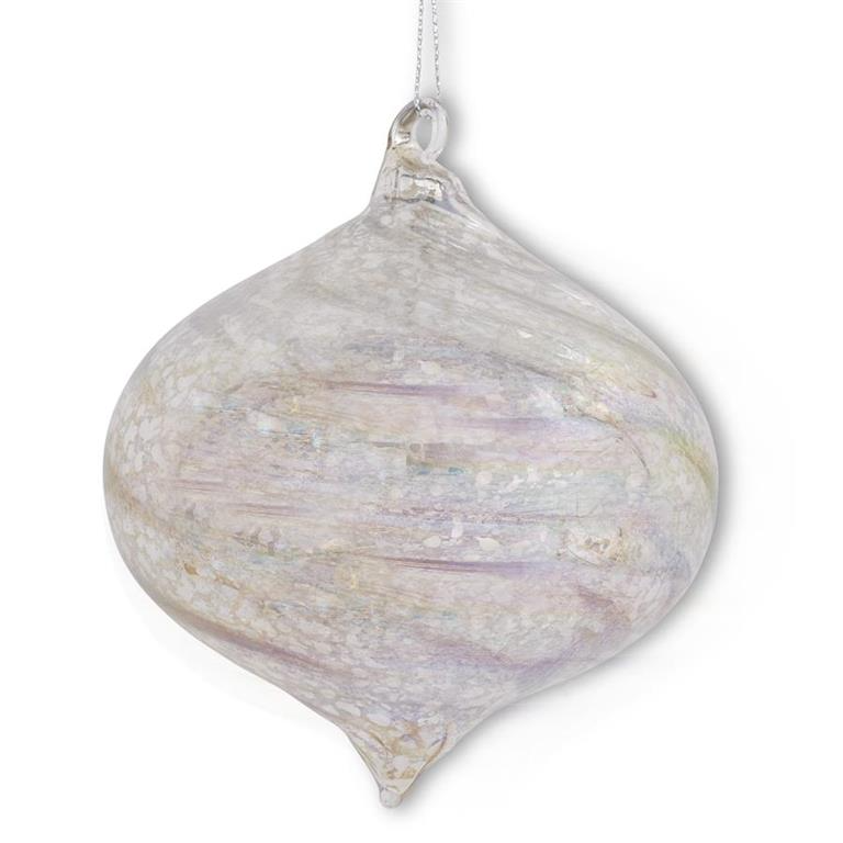 Iridescent Silver Mercury Glass Onion Ornament - 4-in - Mellow Monkey