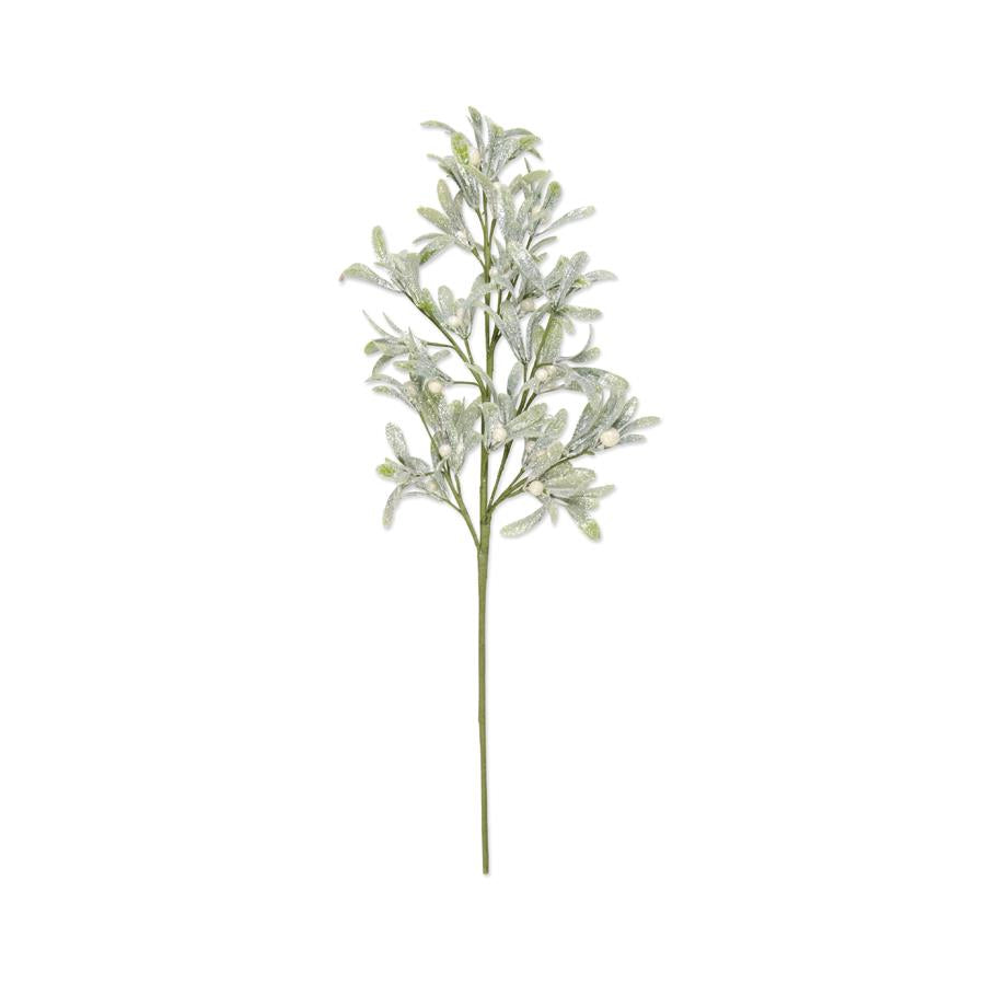 Glittered Mistletoe Stem with White Berries - 24-in - Mellow Monkey