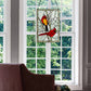 Annabelle Red Cardinals Stained Glass Window Panel - 18-1/2-in x 12-in
