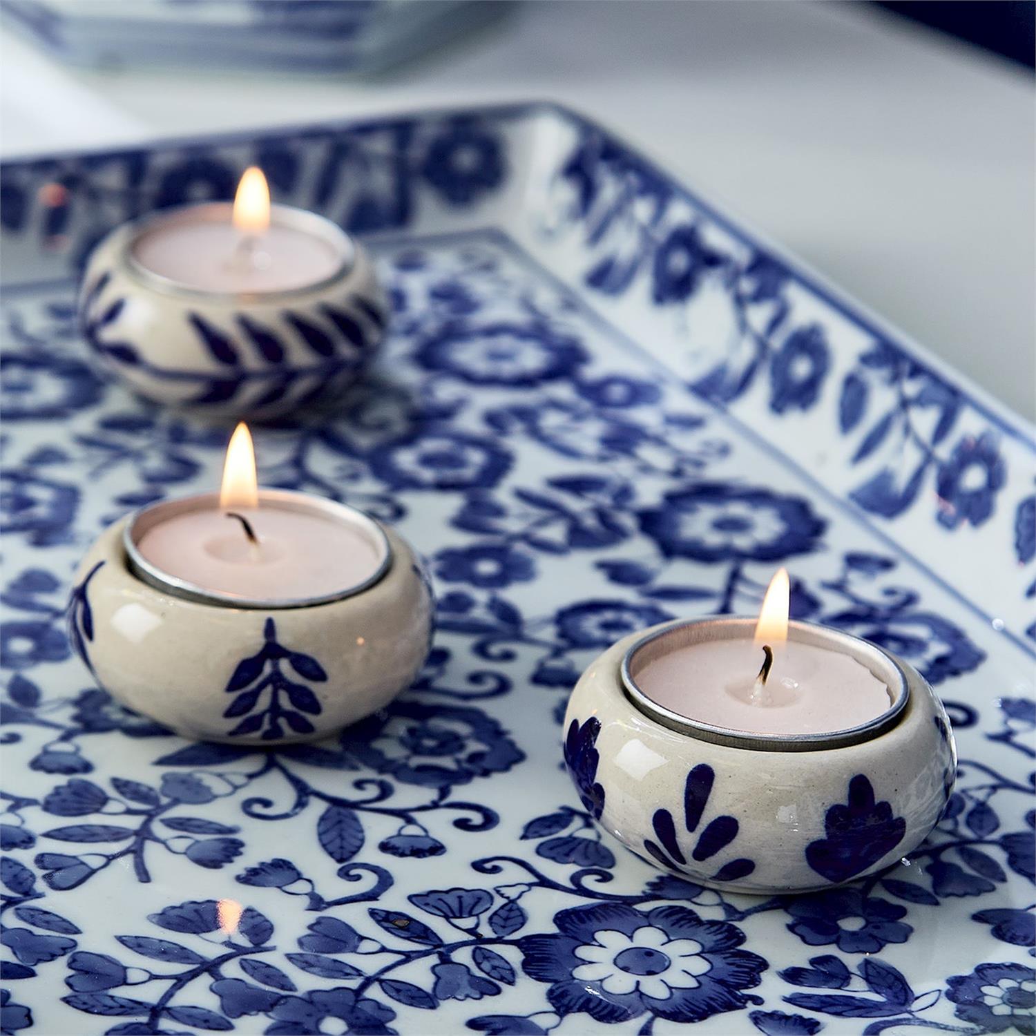Blue and White Chinoiserie Candleholder with Tealight Candle - Mellow Monkey