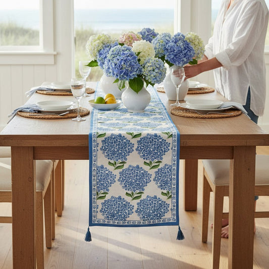 Hydrangea Table Runner - 58-in x 14-in - Mellow Monkey
