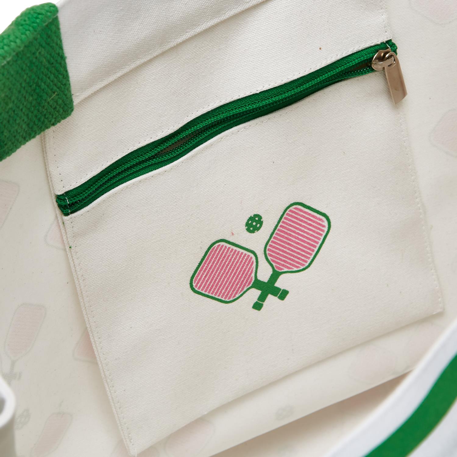 Large Pink and Green Pickleball Tote Bag - Mellow Monkey