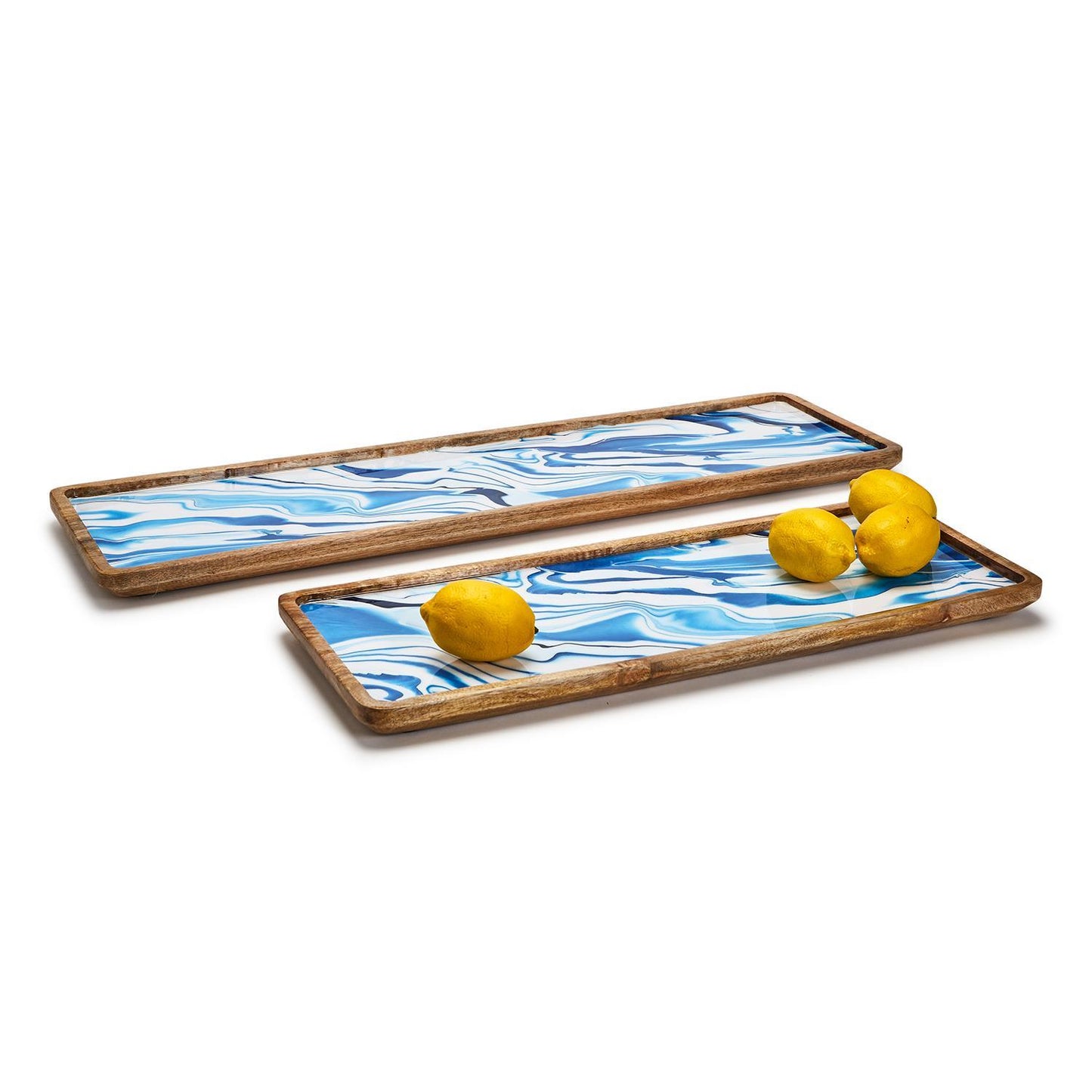 Blue Aptware Mango Wood Serving Tray/Platter - Mellow Monkey