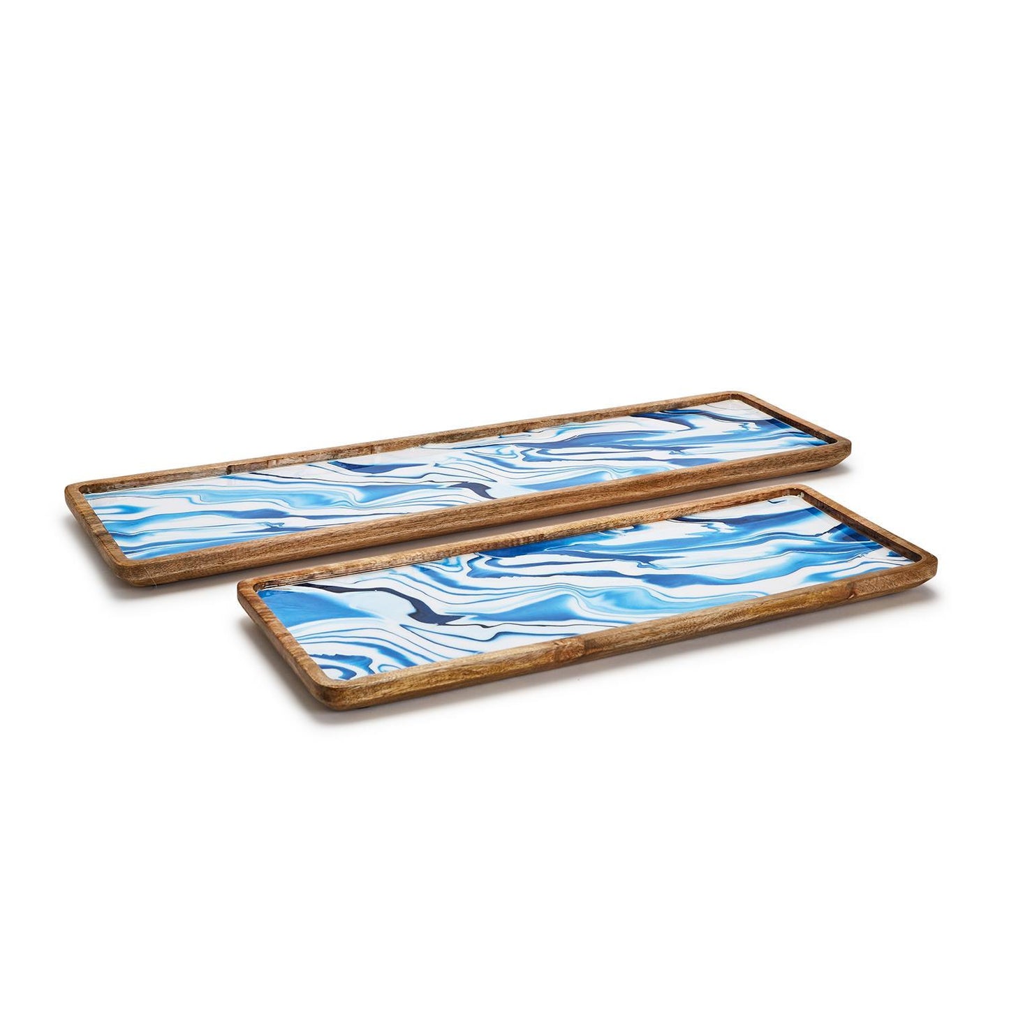 Blue Aptware Mango Wood Serving Tray/Platter - Mellow Monkey