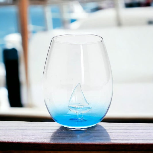 Sailboat Stemless Wine Glass - 20-oz. - Mellow Monkey