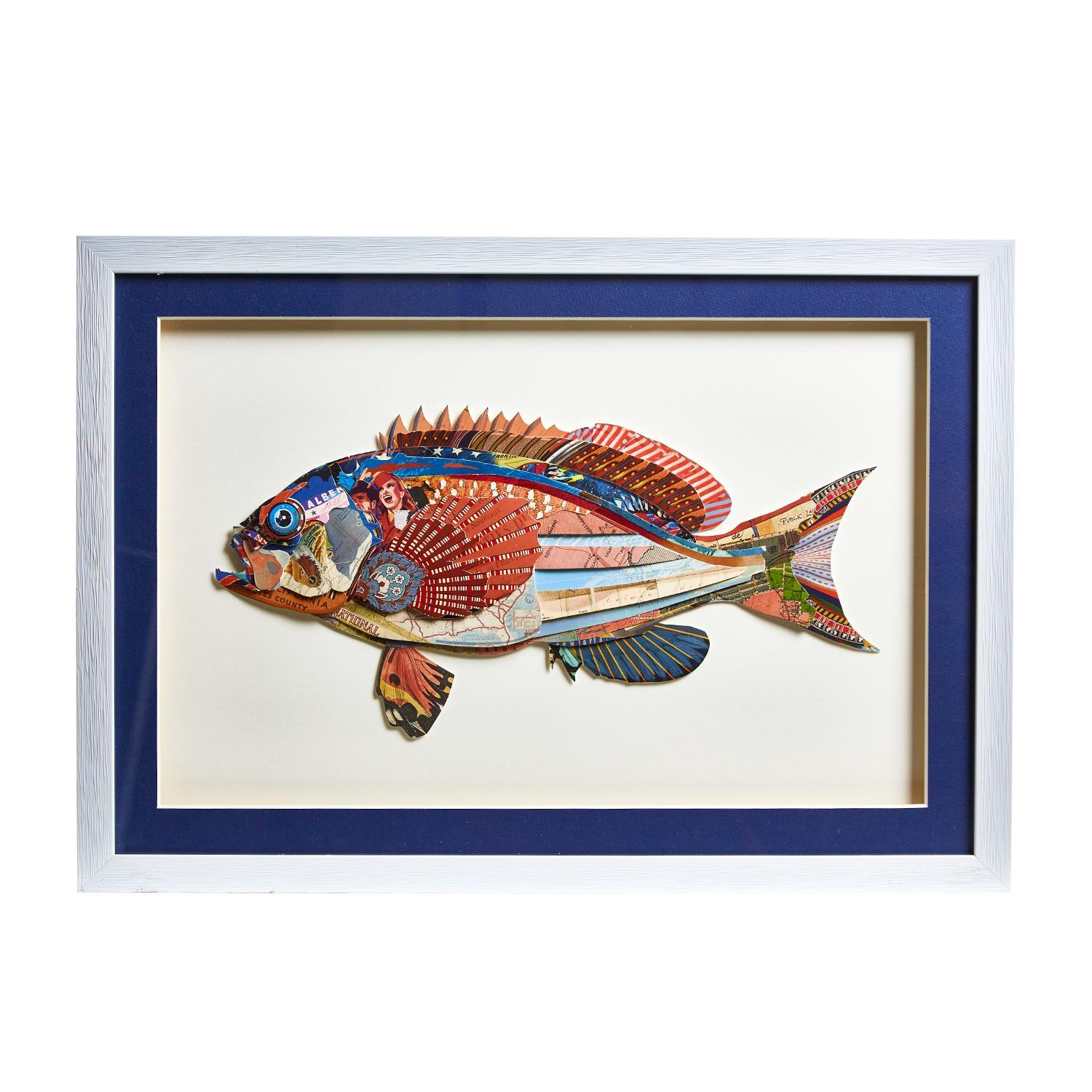 Individual Framed Paper Collage Fish Wall Art - Mellow Monkey