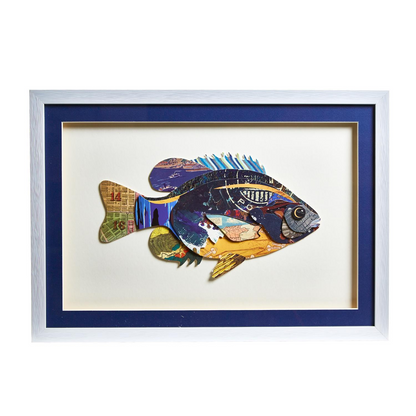 Individual Framed Paper Collage Fish Wall Art - Mellow Monkey