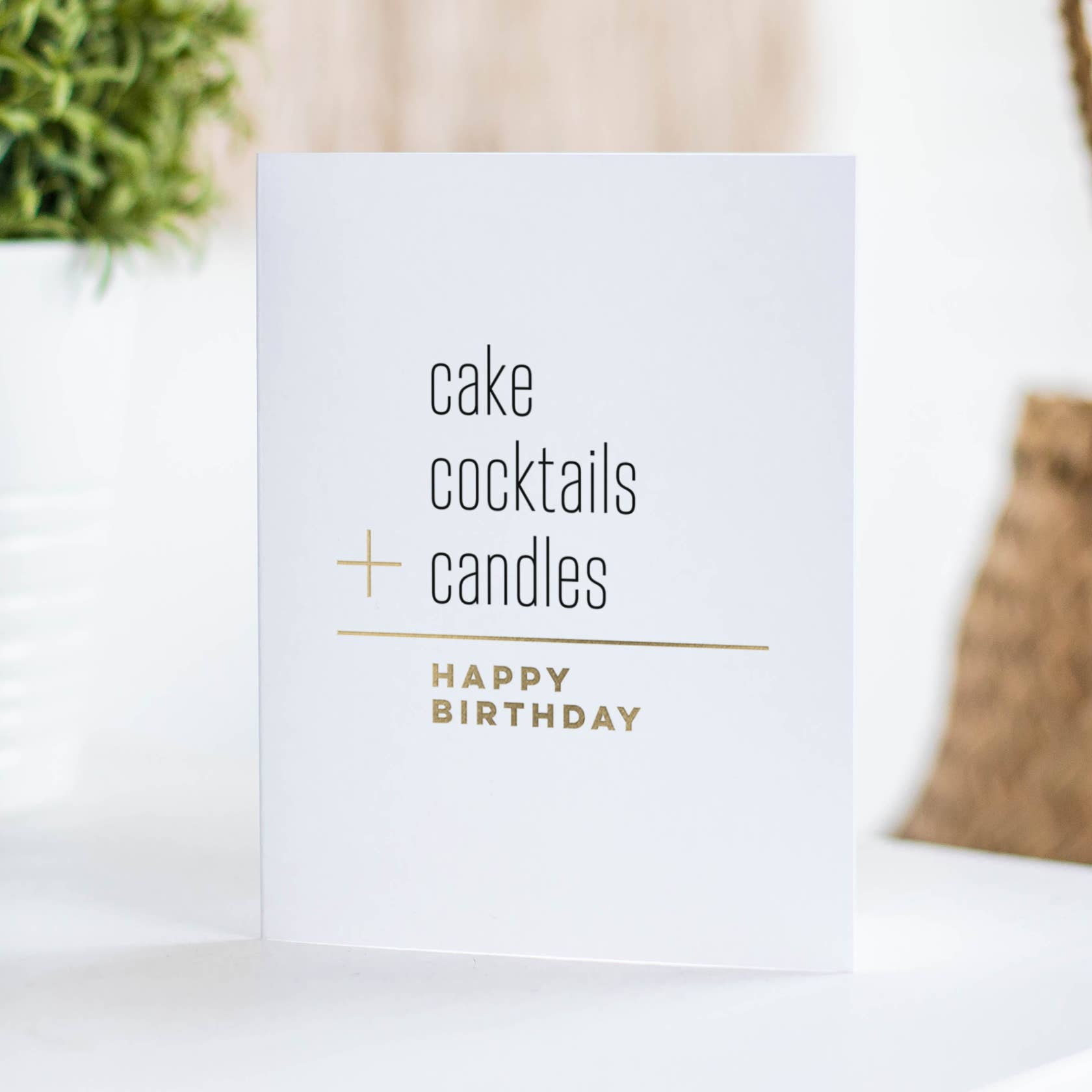 Cake and Cocktails – Foil-Pressed Birthday Card - Mellow Monkey