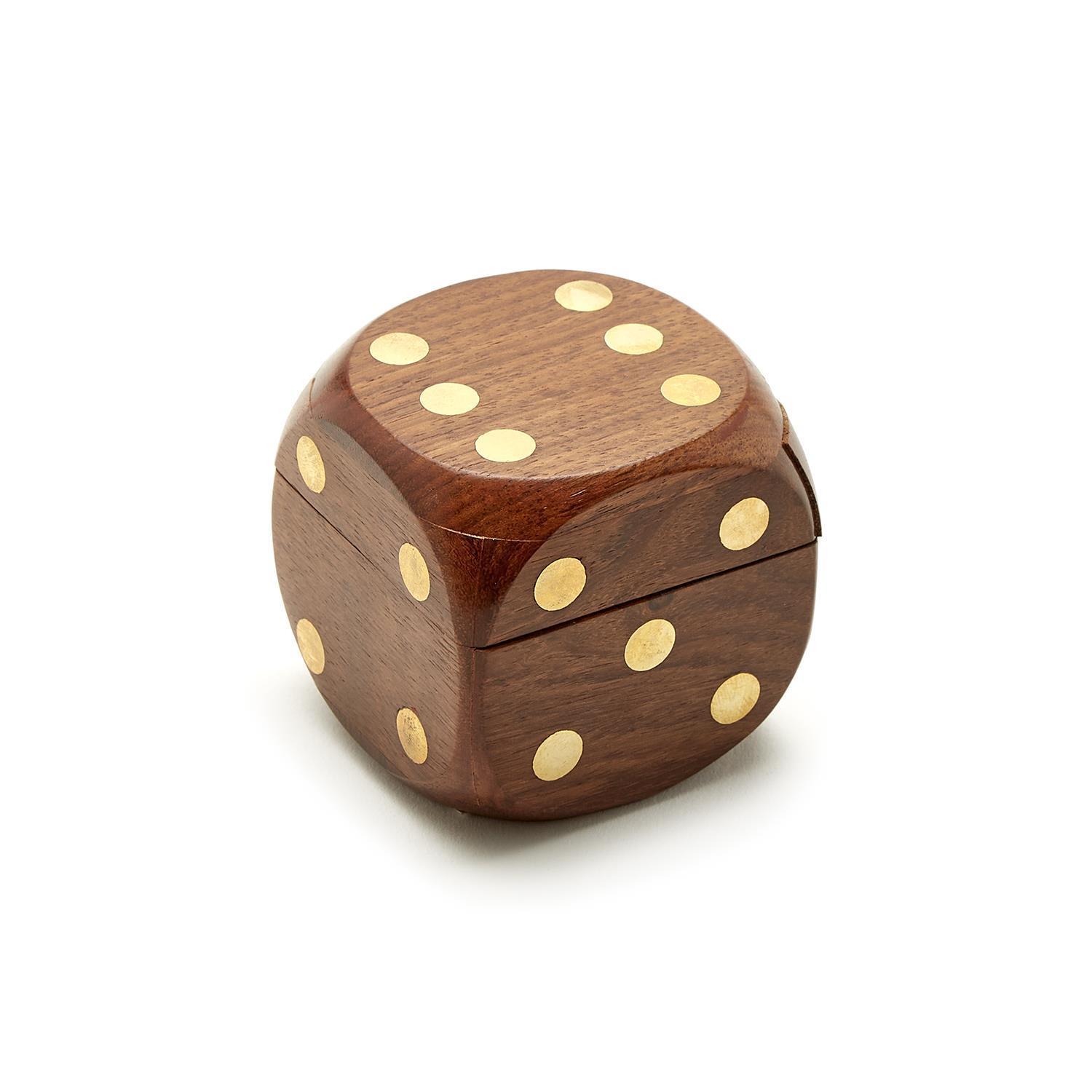 Wood Crafted Dice Box with 6 Dice - Mellow Monkey