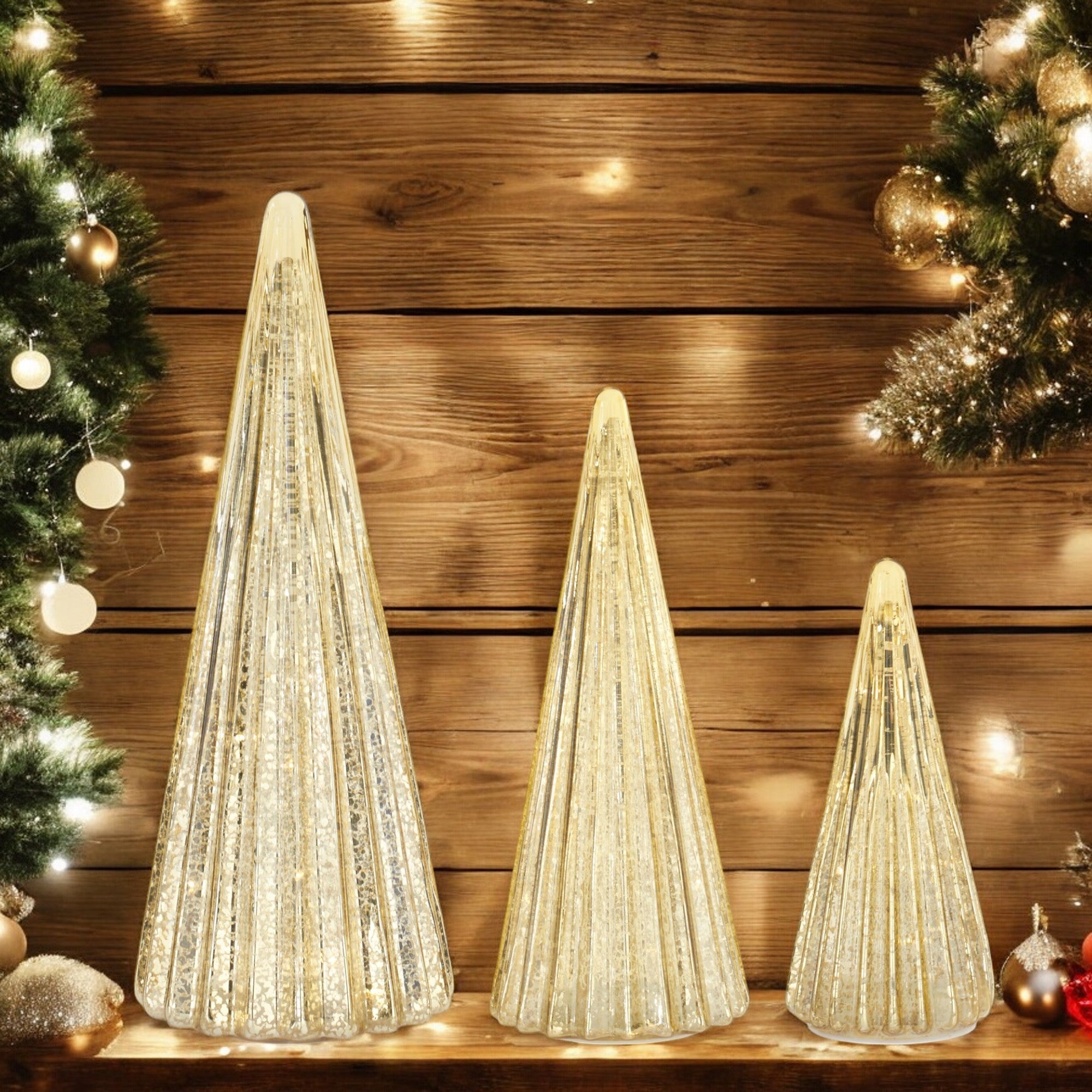 Glass Ring Tree Ribbed Gold LED Mercury Glass Tree with Timer – Mellow Monkey