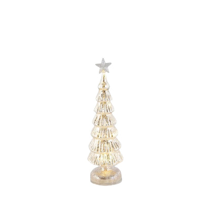 Silver Mercury Glass Glitter Star Top LED Tree - Mellow Monkey