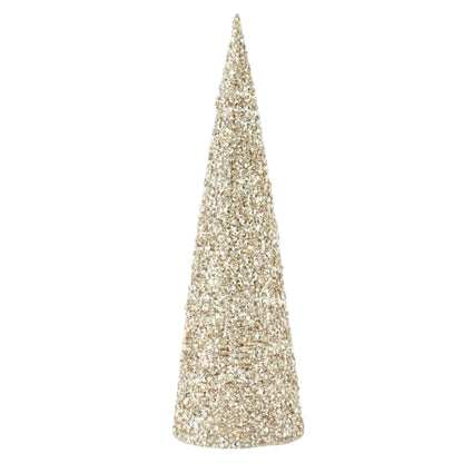 Champagne Sequins & Bead Embellished LED Cone Trees with Timer - Mellow Monkey