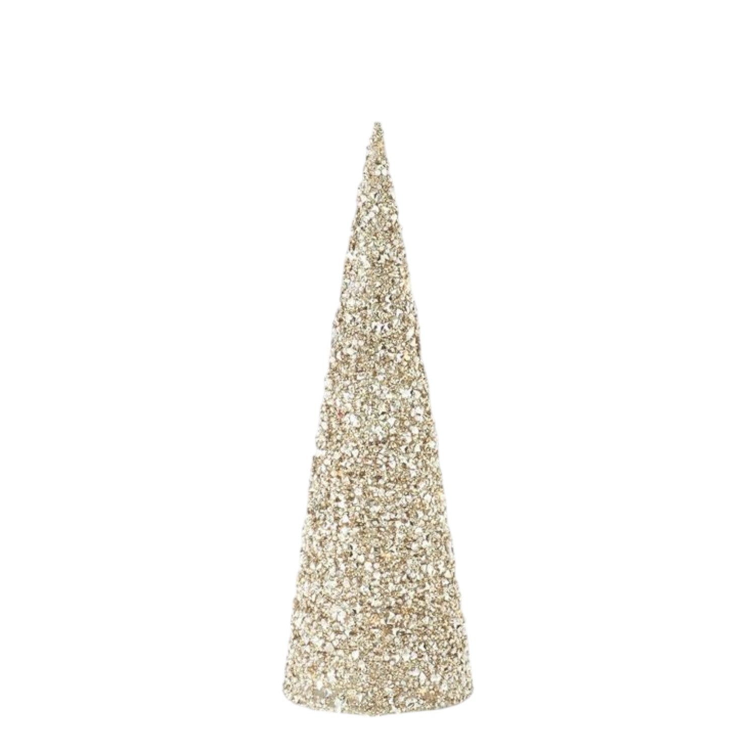 Champagne Sequins & Bead Embellished LED Cone Trees with Timer - Mellow Monkey