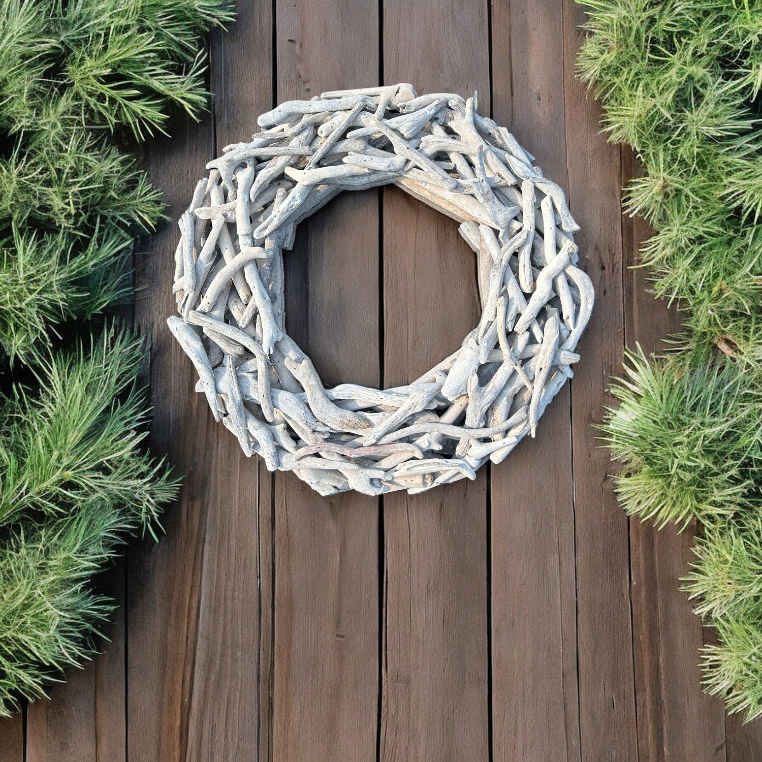 Driftwood Whitewash Sun Bleached Look Wreath - 18-in - Mellow Monkey