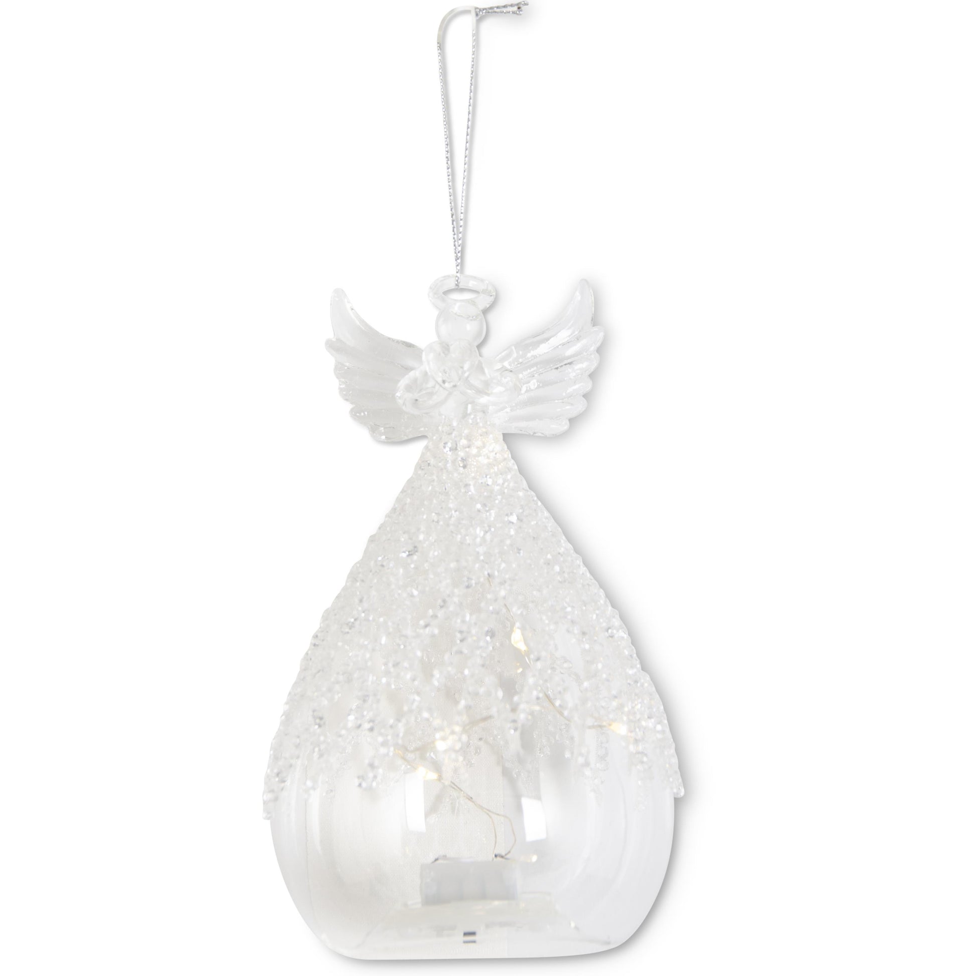 Glass Lattice Bead LED Angel Ornament - 6-1/4-in - Mellow Monkey