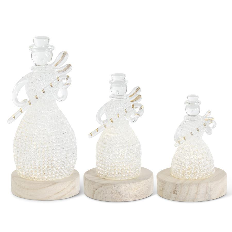 Handcrafted Spun Glass LED Snowmen - Mellow Monkey