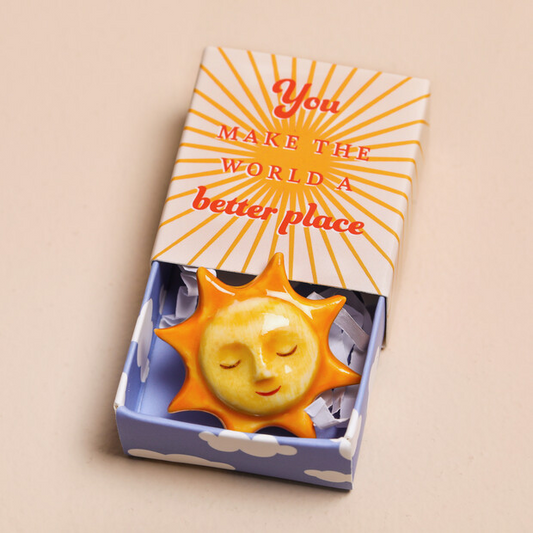 Make The World a Better Place - Tiny Matchbox Ceramic Token - Mellow Monkey
