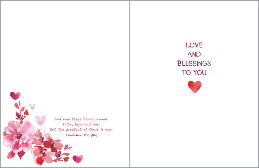 With Scripture Valentine Greeting Card - Heart & Flowers - Mellow Monkey