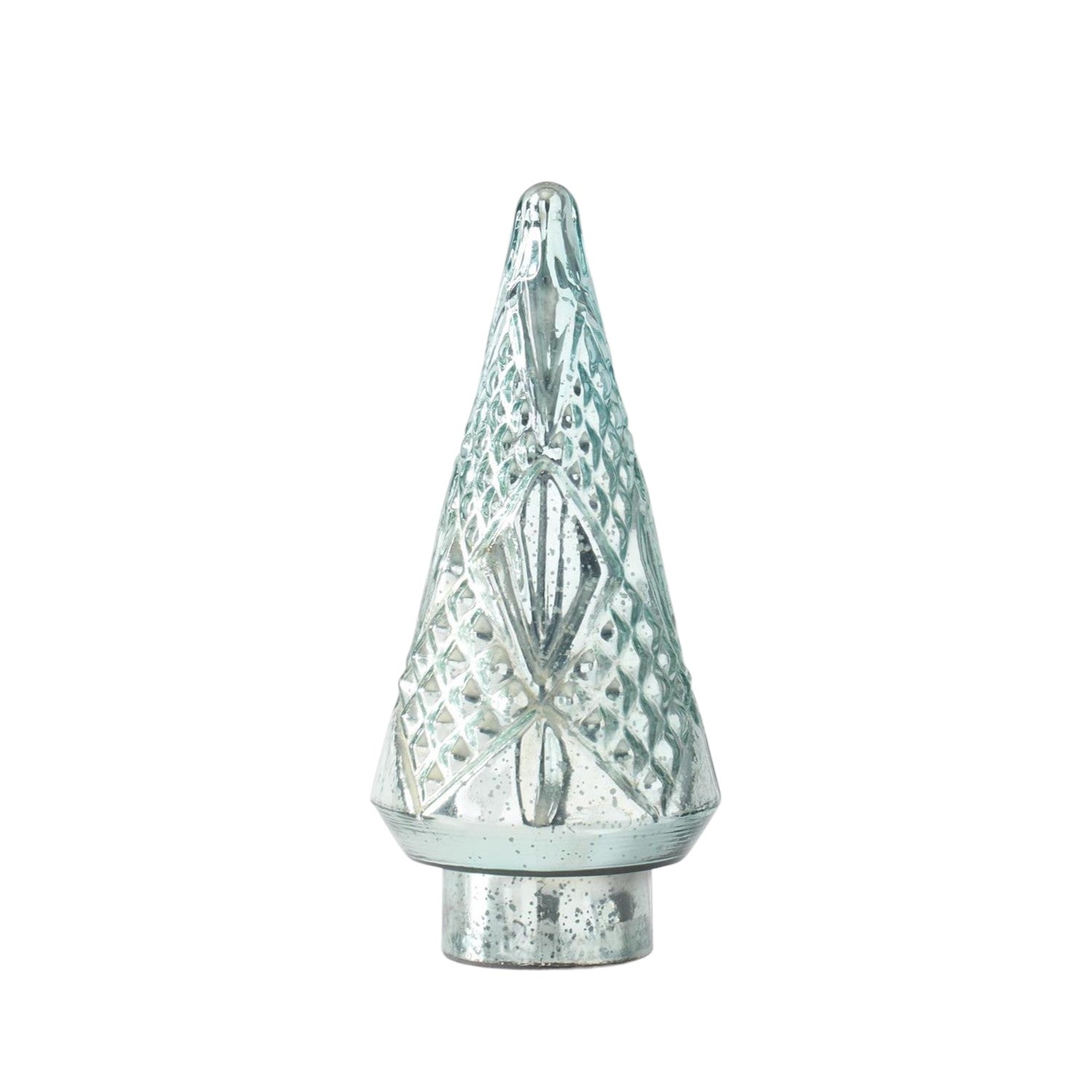 Aquamarine Mercury Glass Embossed Trees - Mellow Monkey