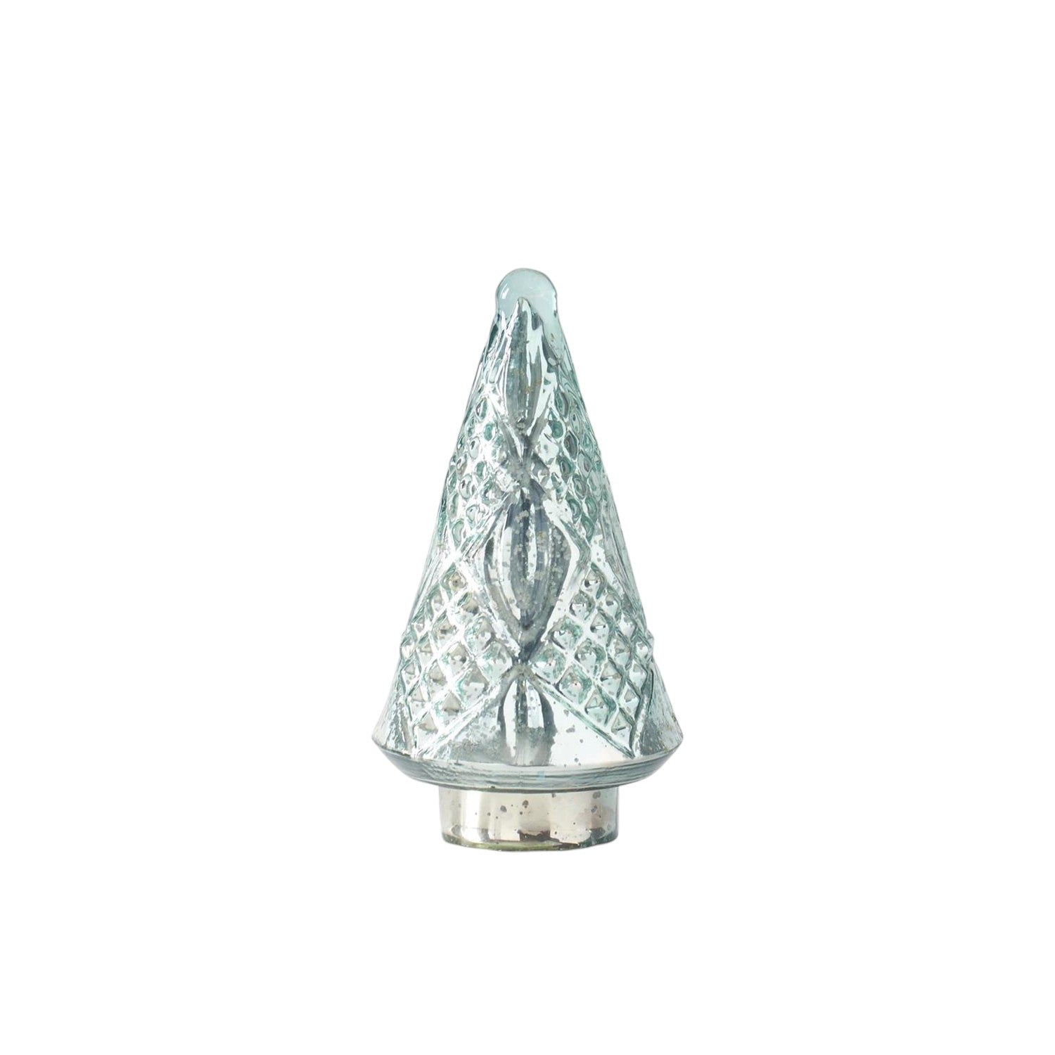 Aquamarine Mercury Glass Embossed Trees - Mellow Monkey