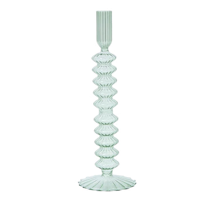 Shades of Blue Hand-Blown Glass Tapered Candleholder - Mellow Monkey
