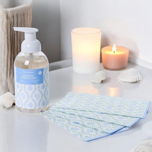 Coral Salt Air Scented Foaming Soap with 20 Pc Guest Towels Set - Mellow Monkey