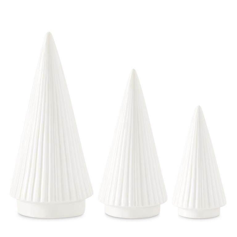 Vertical Ribbed White Ceramic Christmas Trees - Mellow Monkey