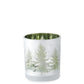 Two-Tone Green Frosted Glass Deer Winter Scene Candle Holder - Mellow Monkey