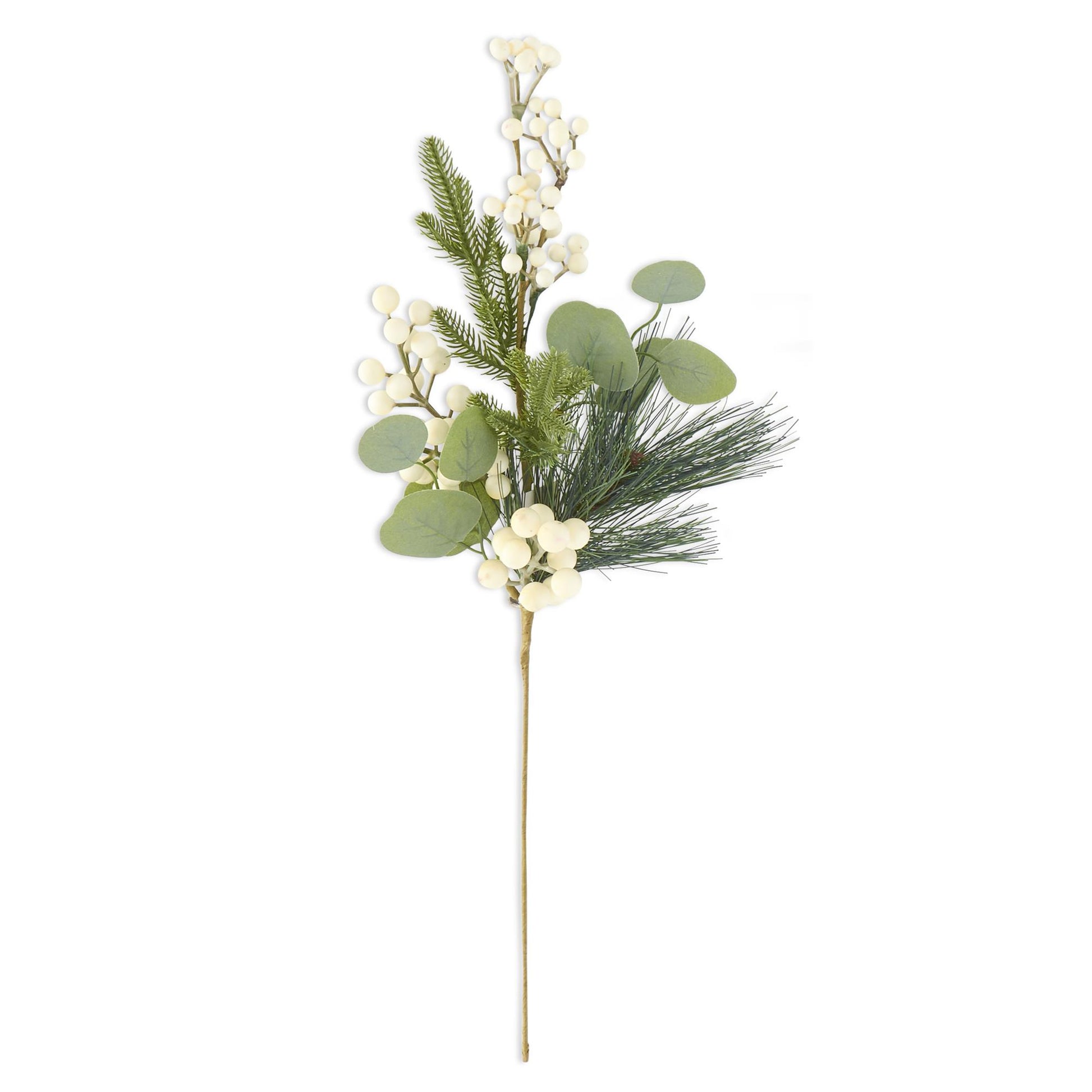 Long Needle Pine and Eucalyptus Stem with White Berries - 25-in - Mellow Monkey