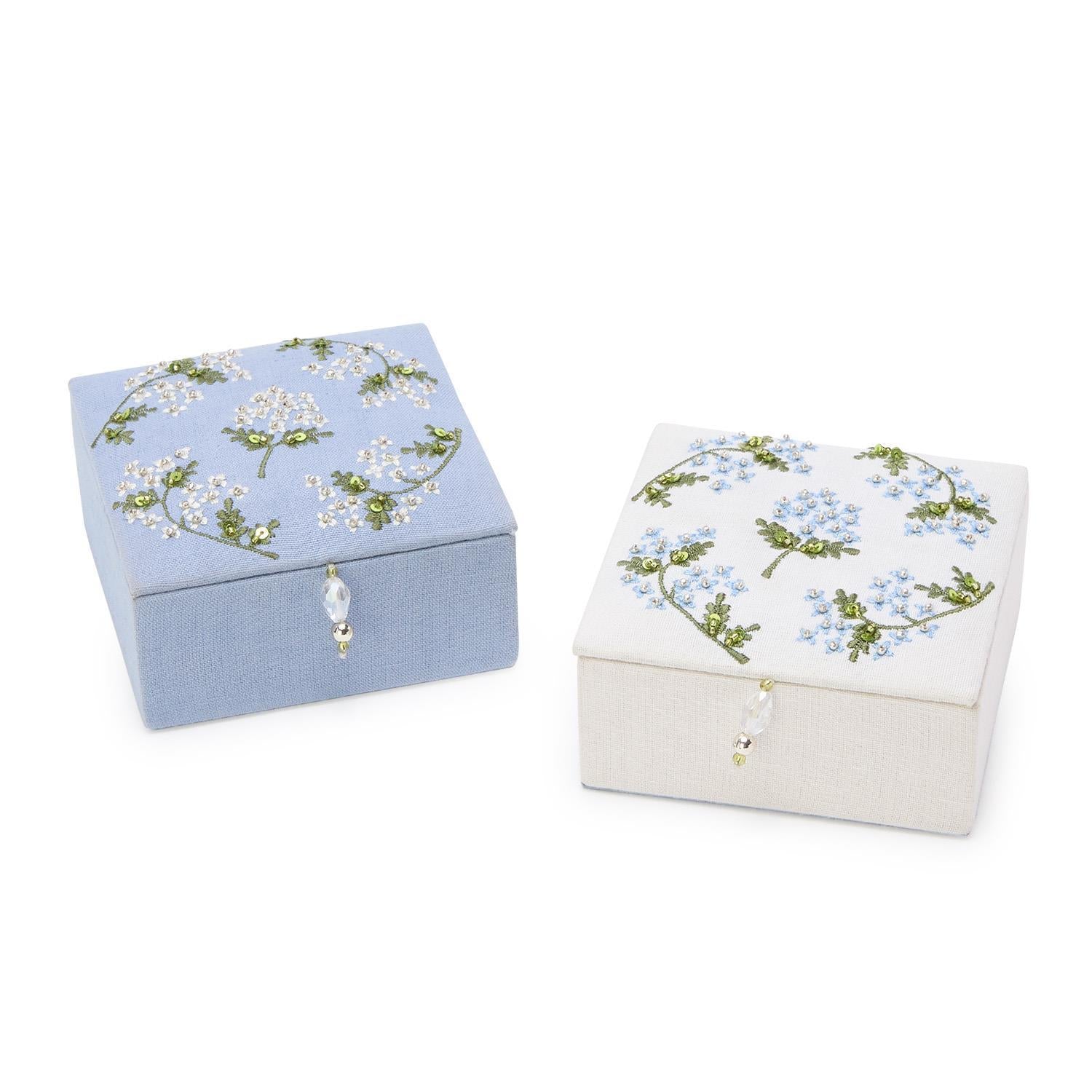 Hydrangea Small Jewelry Box With Beaded Tassel Puller - Mellow Monkey