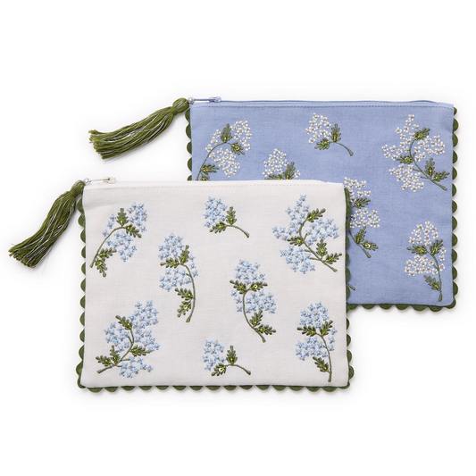 Hydrangea Multipurpose Pouch - White & Blue - Mellow Monkey