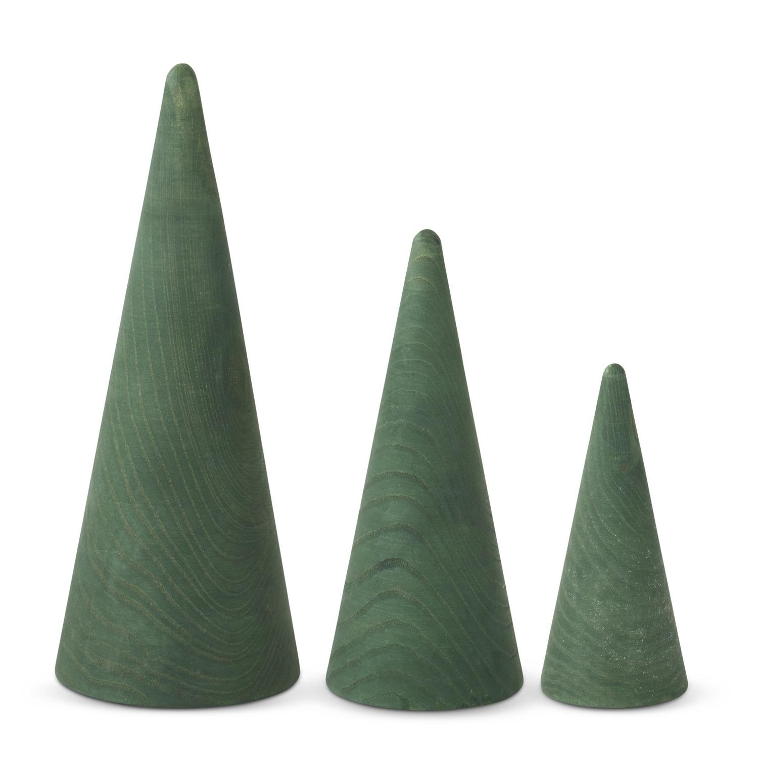 Green Carved Wood Cone Christmas Tree - Mellow Monkey