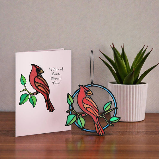 Sign of Love Cardinal Suncatcher Card - Mellow Monkey