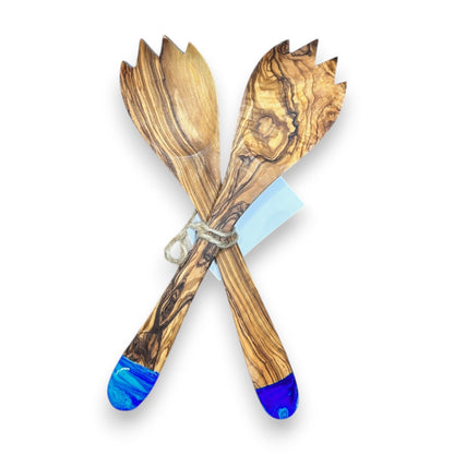 Olive Wood Utensils - Set of 2 - Ocean - Mellow Monkey