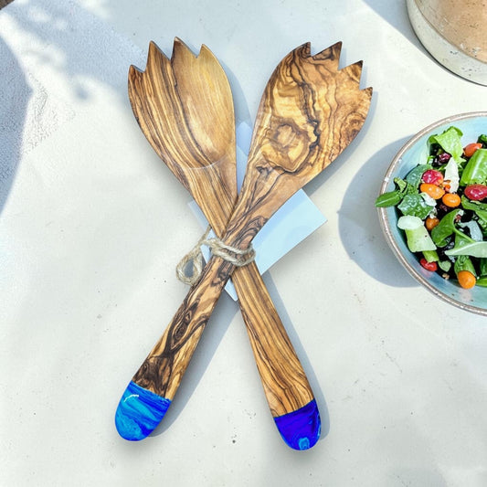 Olive Wood Utensils - Set of 2 - Ocean - Mellow Monkey
