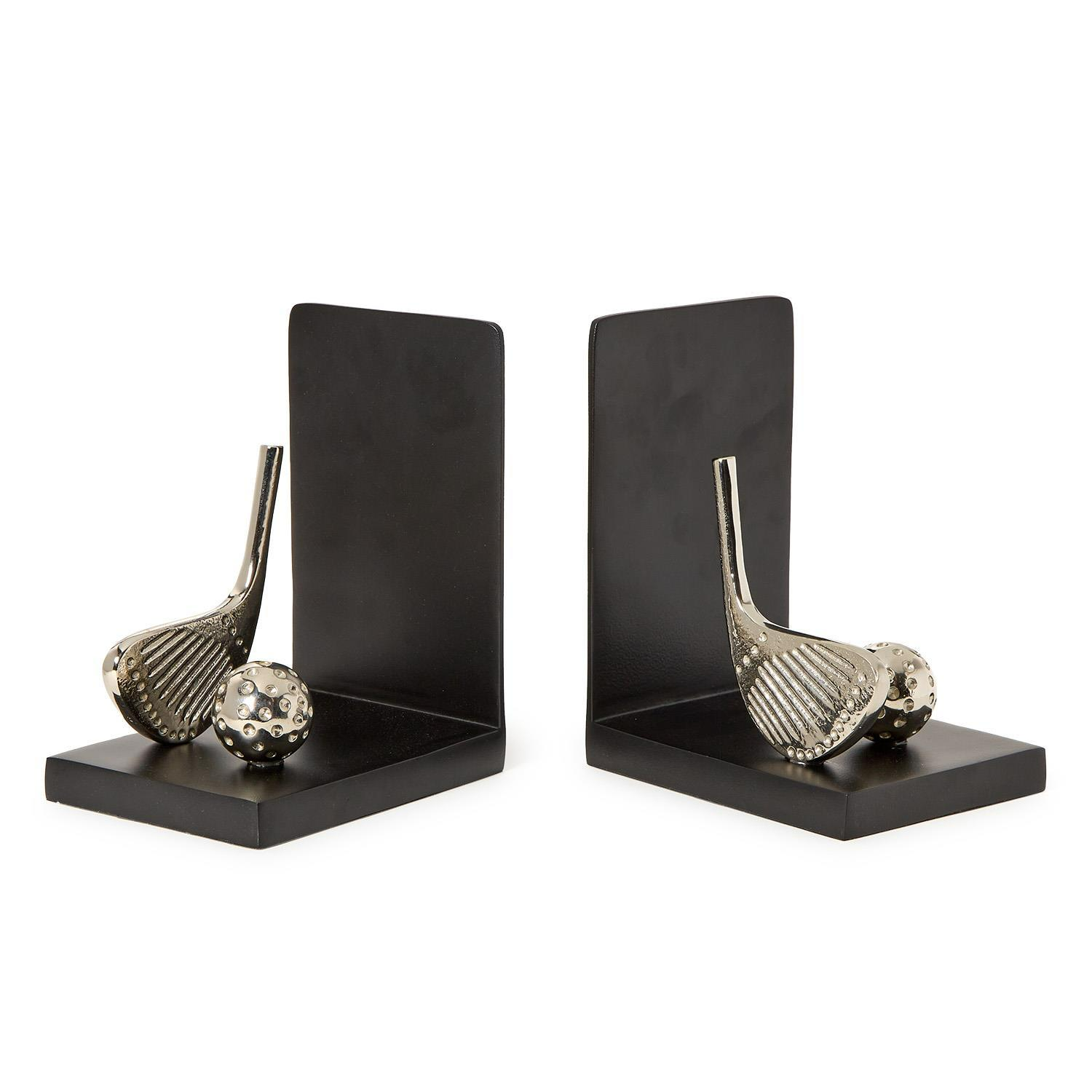 Golf Bookends with Nickel Finish - Aluminum Iron - Mellow Monkey