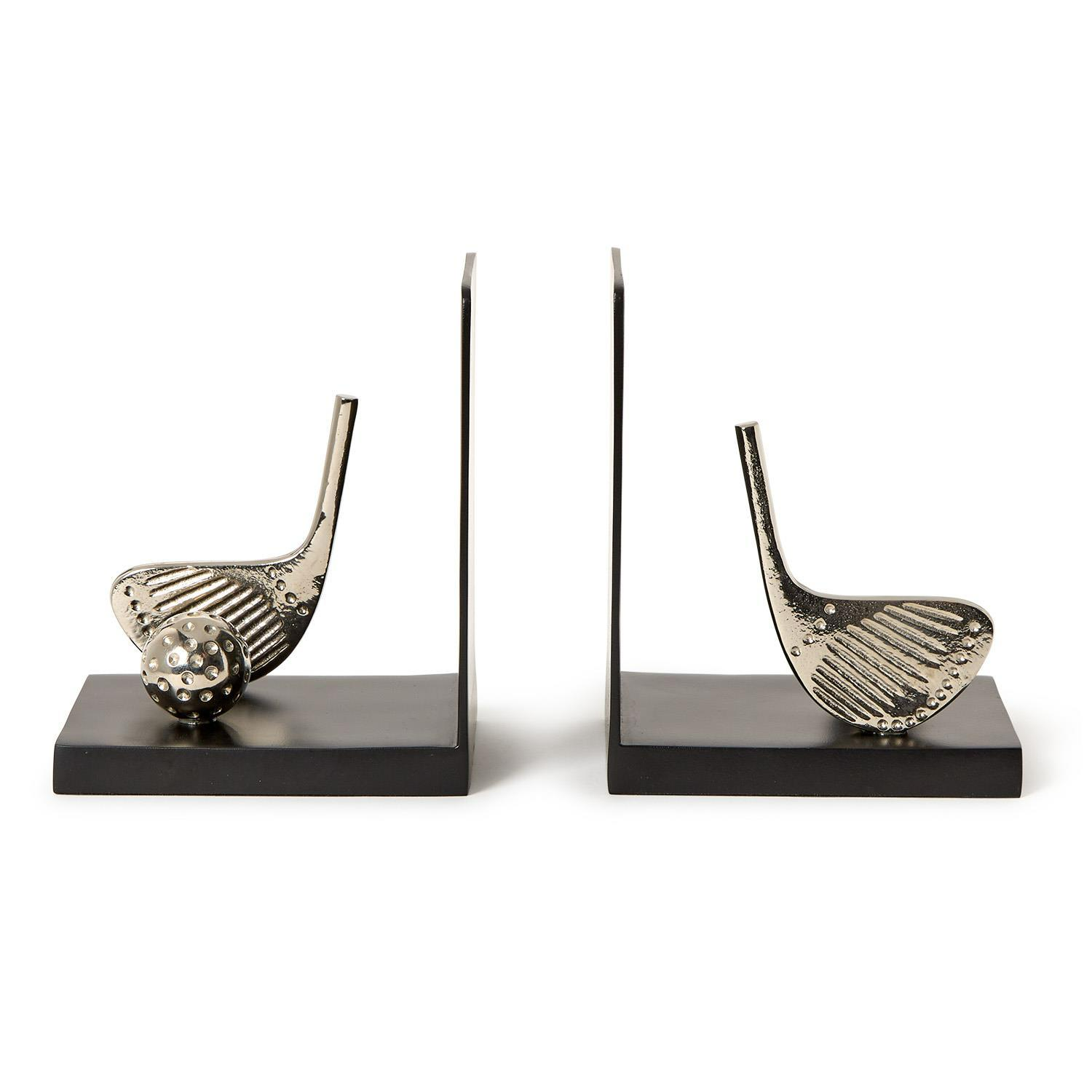 Golf Bookends with Nickel Finish - Aluminum Iron - Mellow Monkey