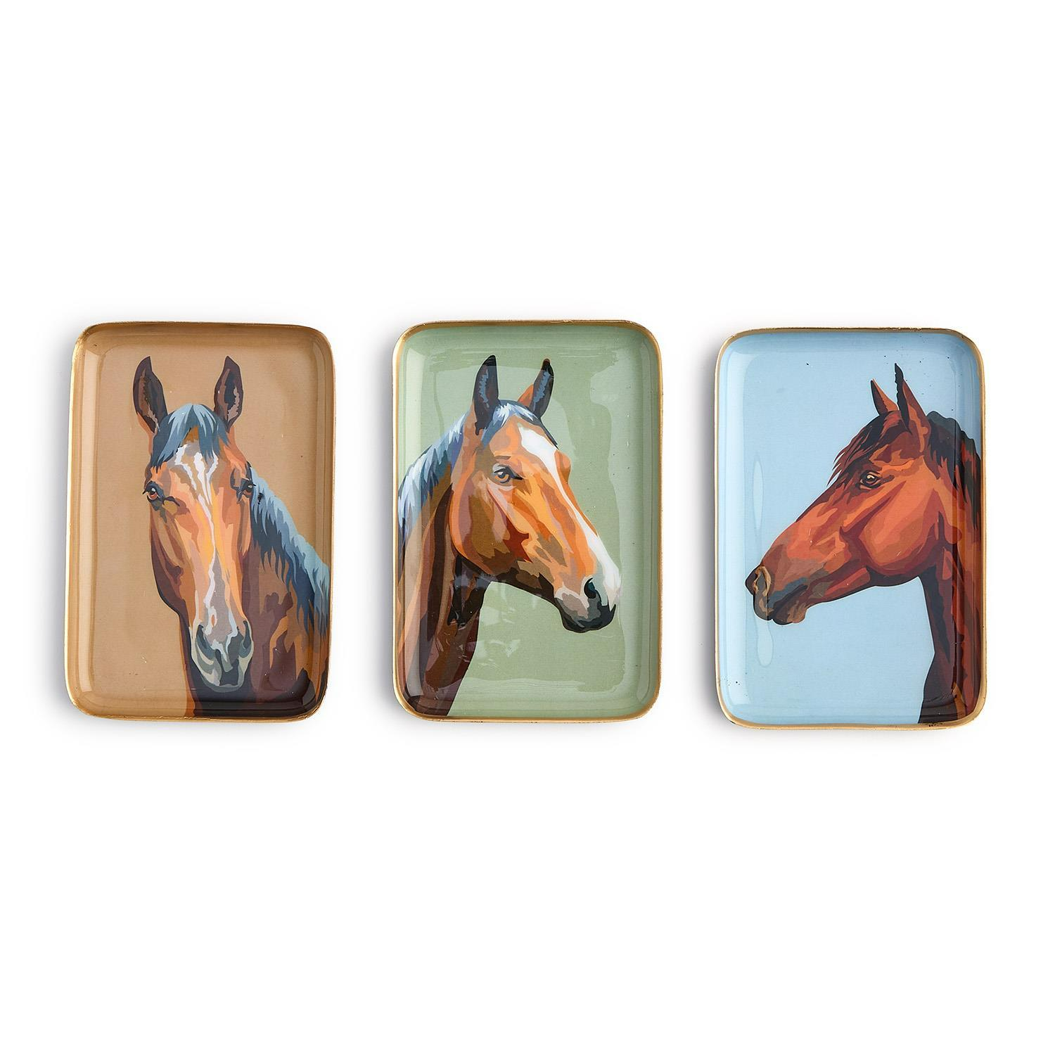 Horse Latitudes Metal Trinket Desk Tray - 6-in - Mellow Monkey