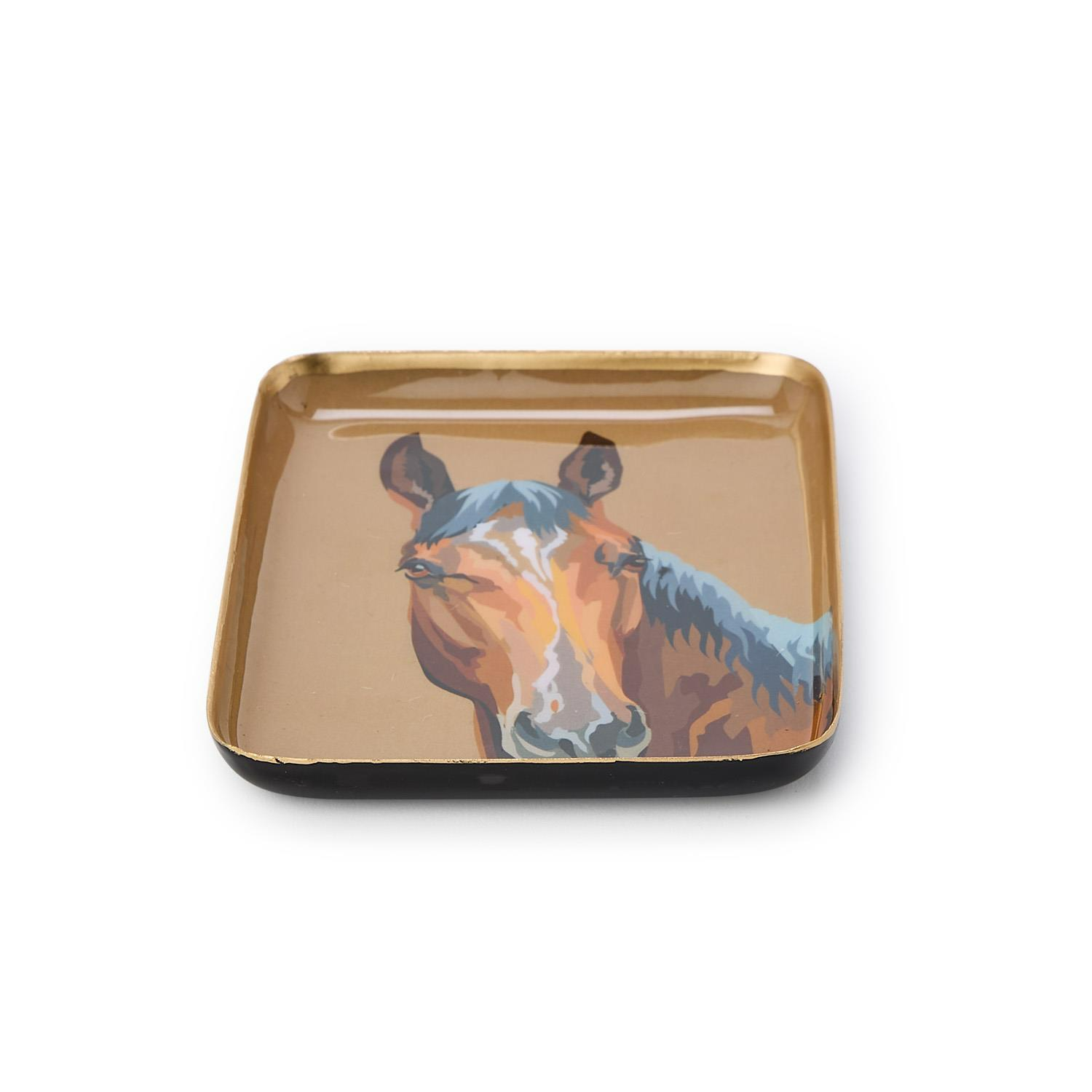 Horse Latitudes Metal Trinket Desk Tray - 6-in - Mellow Monkey