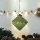 Ribbed Burnt Green Glass Onion Ornament - 3-3/4-in - Mellow Monkey