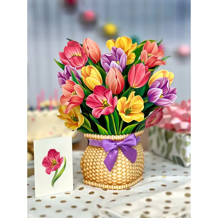 Festive Tulips - Pop-Up Greeting Card - Mellow Monkey