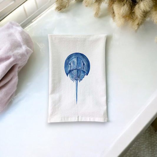 Blue Horseshoe Crab Flour Sack Kitchen Towel - Mellow Monkey