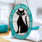 Tiffany-Style Black Cat Stained Glass Window Panel - 17-in - Mellow Monkey